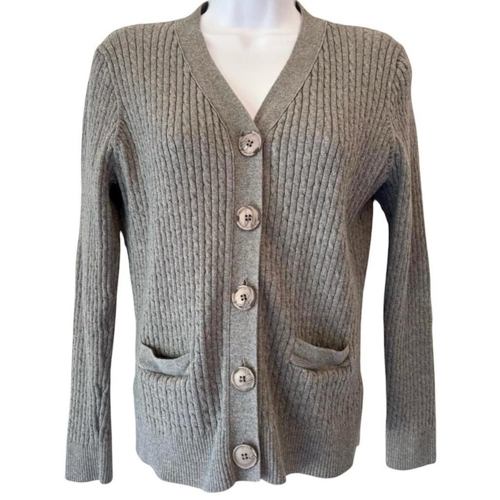 Y2K Academia Cottagecore Jeanne Pierre Ribbed Cable Knit Button Down Cardigan